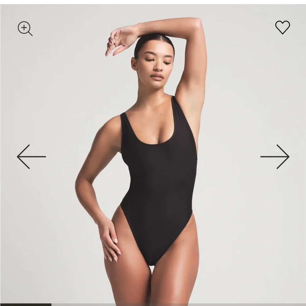 SKIMS Recycled Swim Scoop Neck One-Piece Swimsuit Black XL NWT